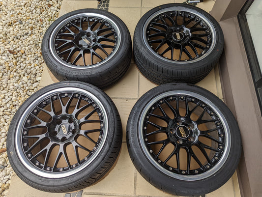 BBS Forged RS787/789 with Genuine BBS Centre Caps and Near New Tyres - 5x114.3 - F: 18x8 +40 - R: 18x9 +45