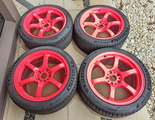 
RAYS Gram Lights 57 DR (Luminous Pink) with Near New PS4 - 5x114.3 - 18x9.5 +38