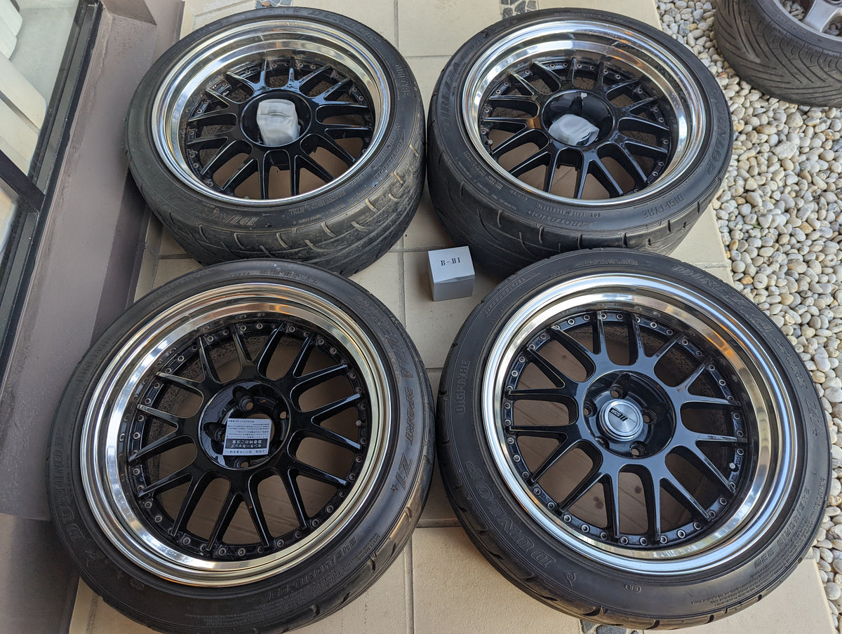 SSR Professor MS1 (Flat Black Polished Lips) - 3 Piece Wheels - 5x114.3 - 18x9.5 +12