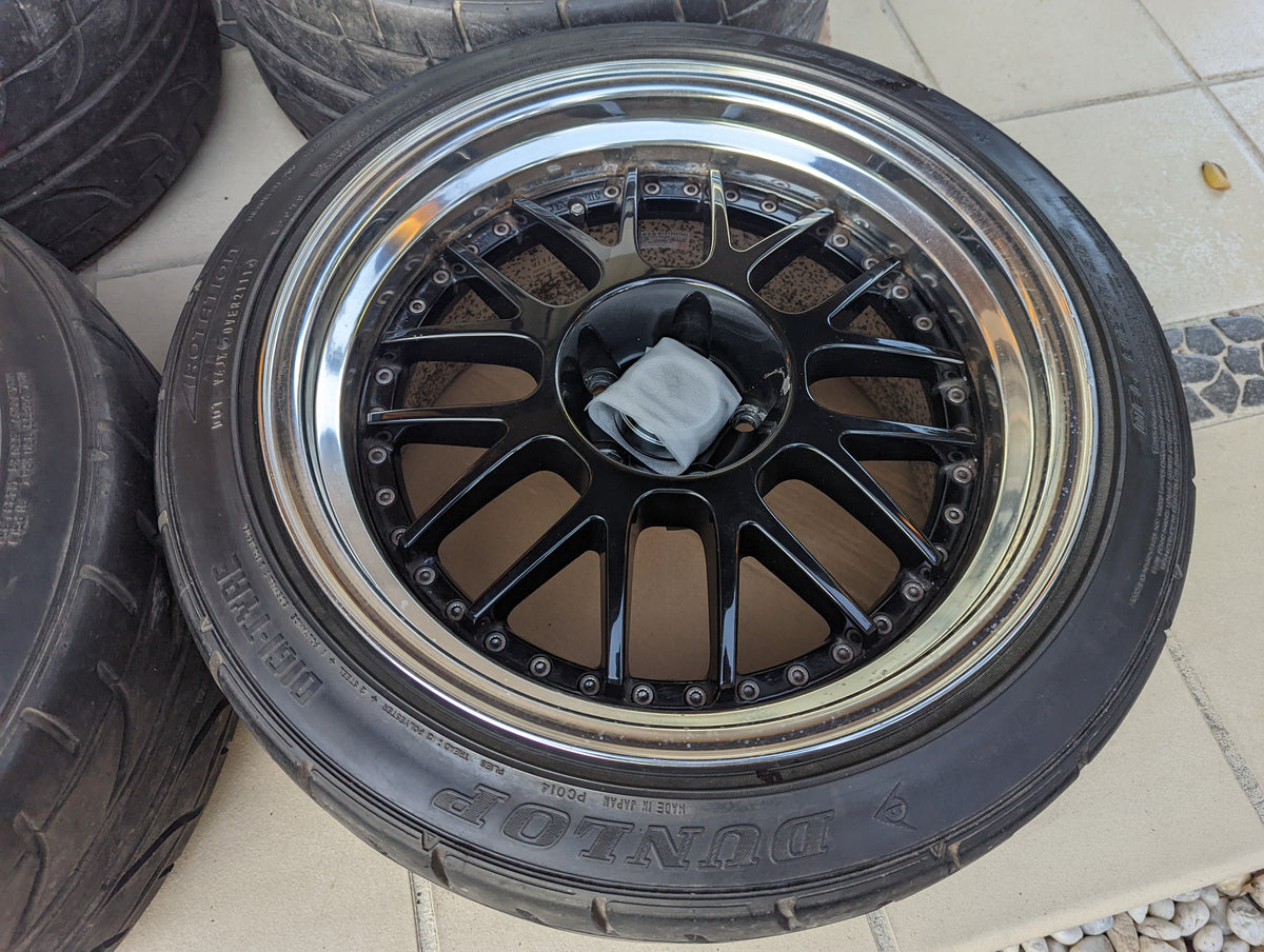 SSR Professor MS1 (Flat Black Polished Lips) - 3 Piece Wheels - 5x114.3 - 18x9.5 +12