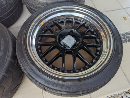 SSR Professor MS1 (Flat Black Polished Lips) - 3 Piece Wheels - 5x114.3 - 18x9.5 +12
