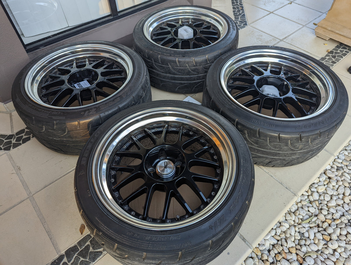 SSR Professor MS1 (Flat Black Polished Lips) - 3 Piece Wheels - 5x114.3 - 18x9.5 +12