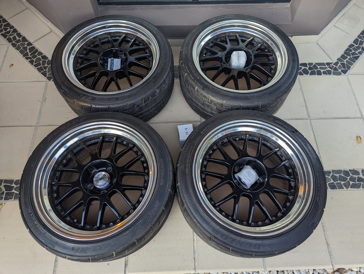 SSR Professor MS1 (Flat Black Polished Lips) - 3 Piece Wheels - 5x114.3 - 18x9.5 +12