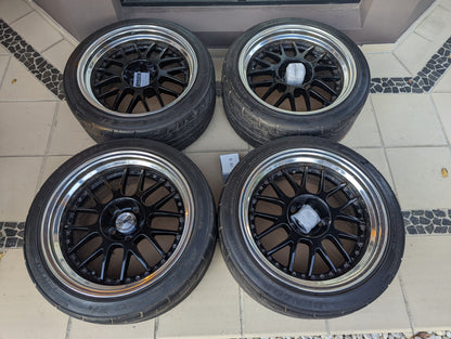 SSR Professor MS1 (Flat Black Polished Lips) - 3 Piece Wheels - 5x114.3 - 18x9.5 +12