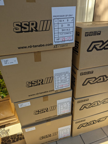 SSR SP1 Flat Gunmetal | 5x114.3 | F: 18x9.5 +12 / R: 18x10.5 +18 | New | 3 Piece