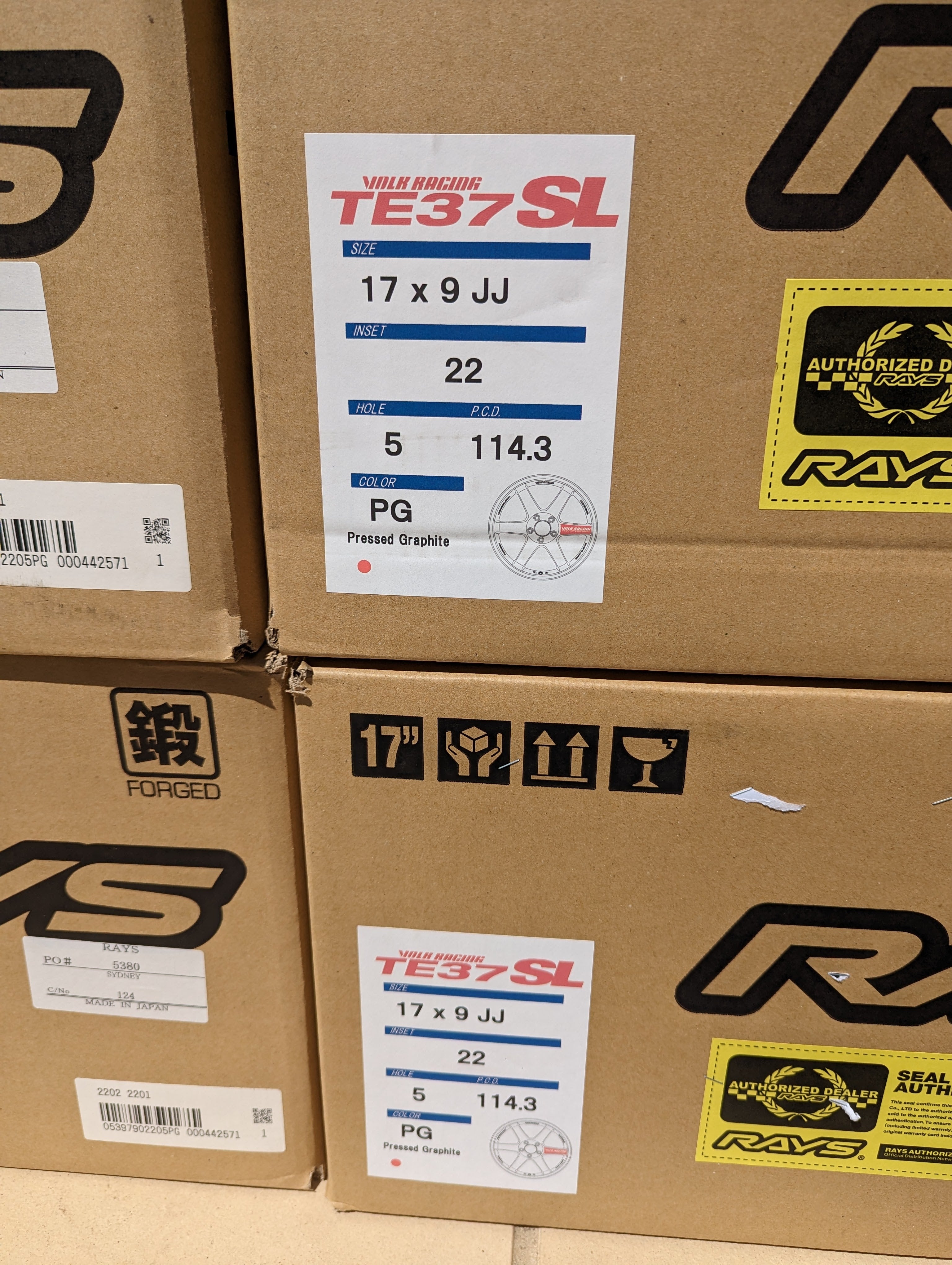 Rays Engineering Volks Racing TE37SL with Genuine Volk Racing Stickers ...