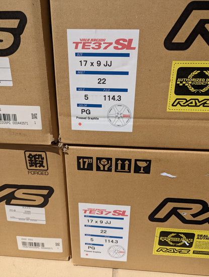 PAIR RAYS Volk Racing TE37SL with Genuine Volk Racing Stickers - 5x114.3 - 17x9 +22