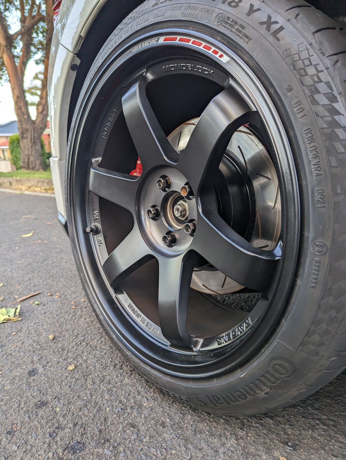 Rays Volks Racing TE37 Black Edition Ill with Genuine Volk Racing Stickers and Continental Tyres