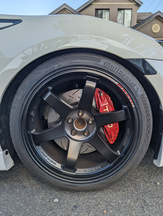 
RAYS Volk Racing TE37 Black Edition Ill with Genuine Volk Racing Stickers and Continental Tyres