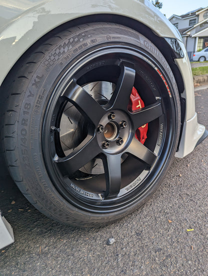 Rays Volks Racing TE37 Black Edition Ill with Genuine Volk Racing Stickers and Continental Tyres