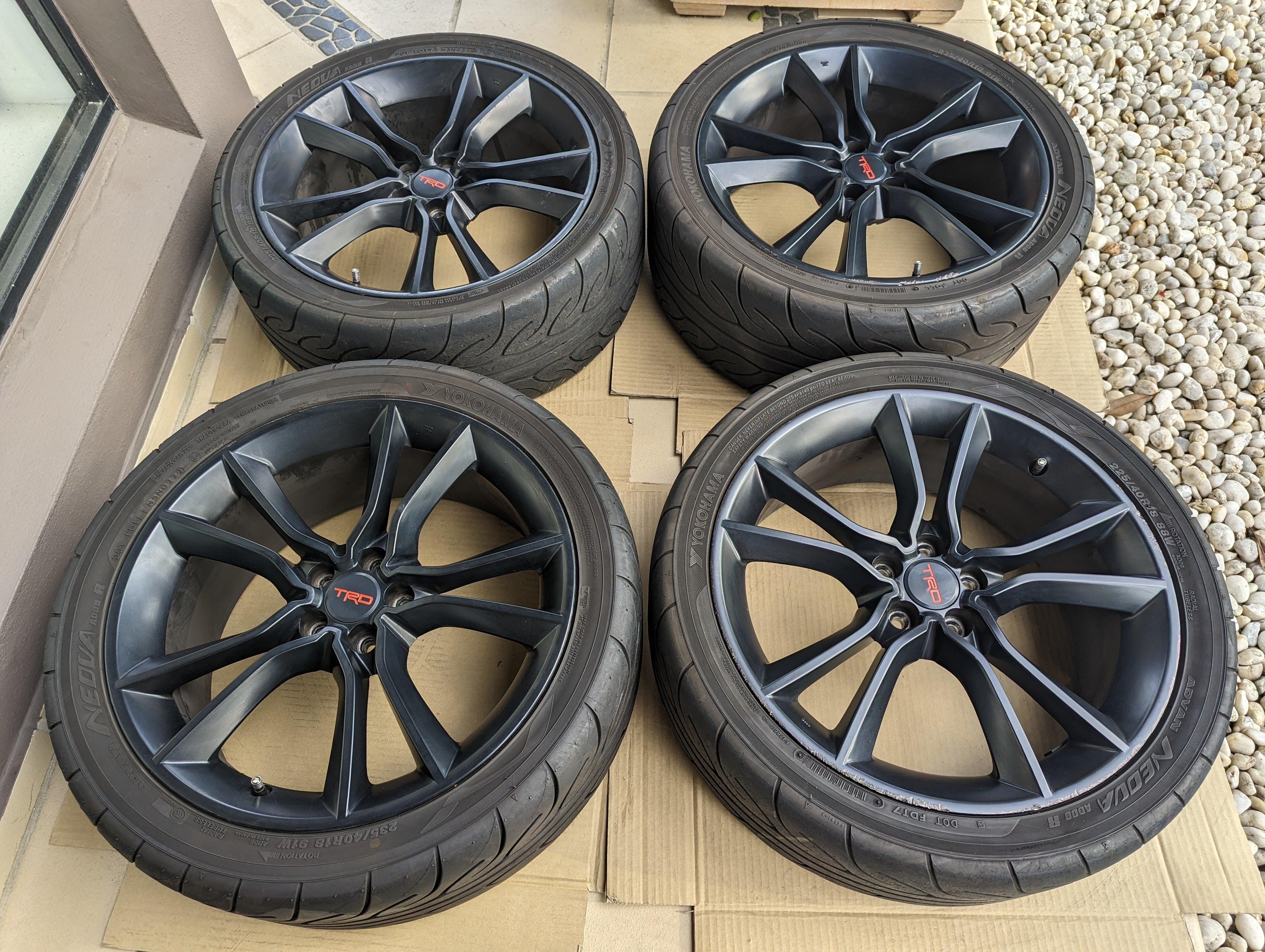 TRD Wheels with Near New Yokohama AD08R and Genuine TRD Center Caps