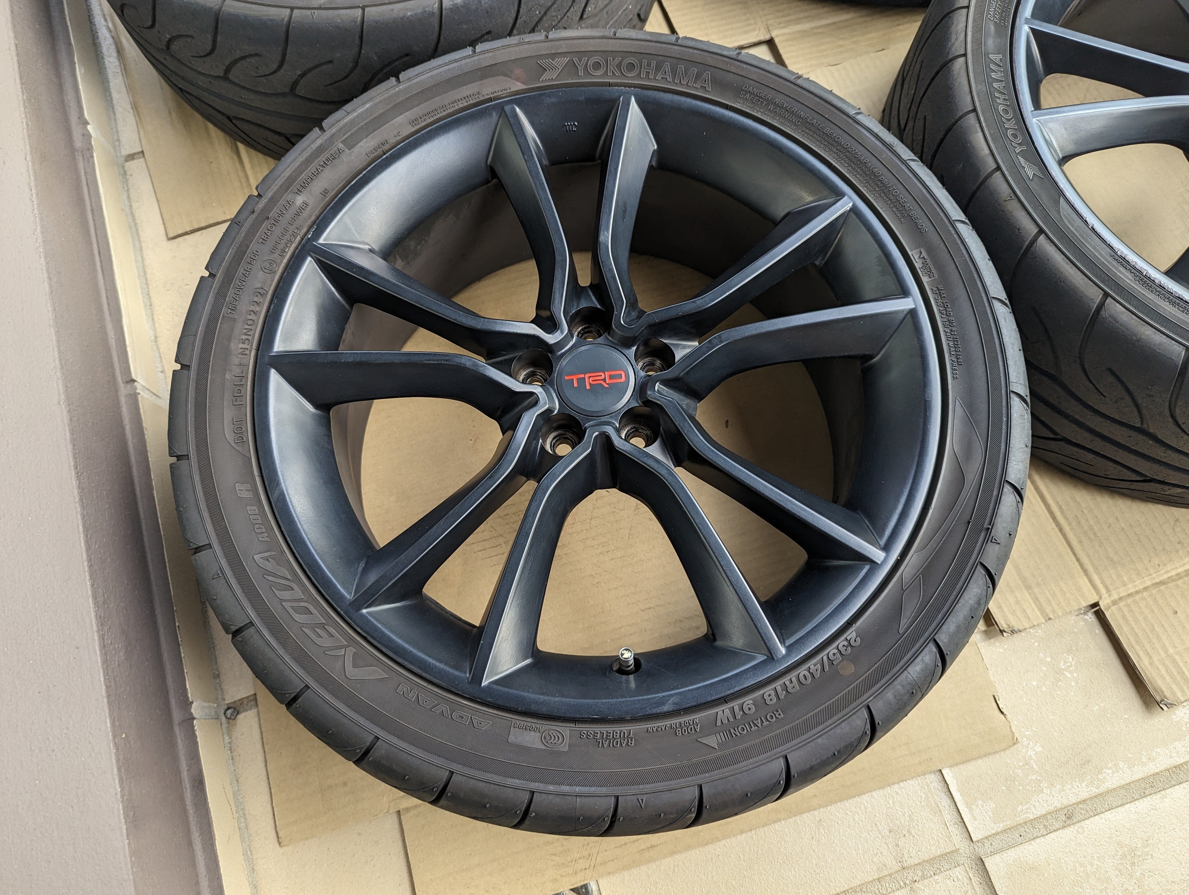 TRD Wheels with Near New Yokohama AD08R and Genuine TRD Center Caps