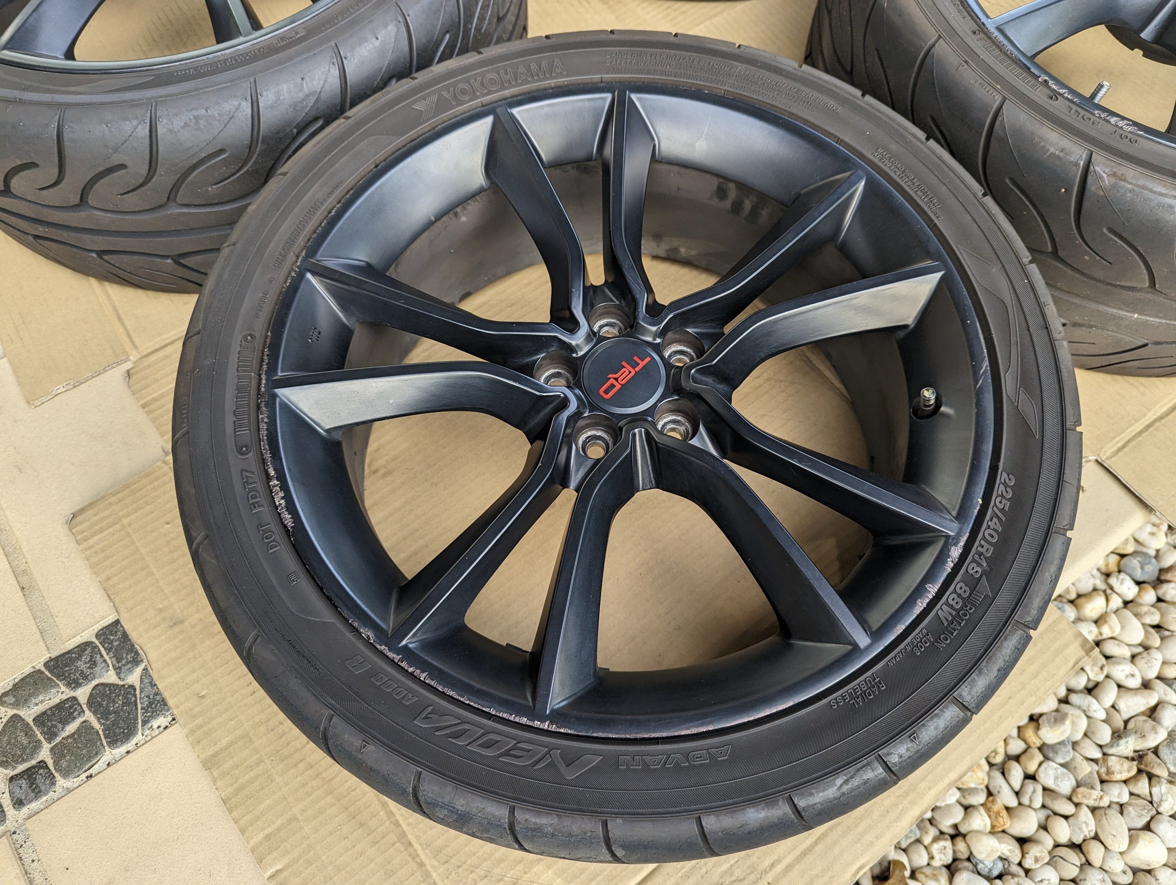 TRD Wheels with Near New Yokohama AD08R and Genuine TRD Center Caps