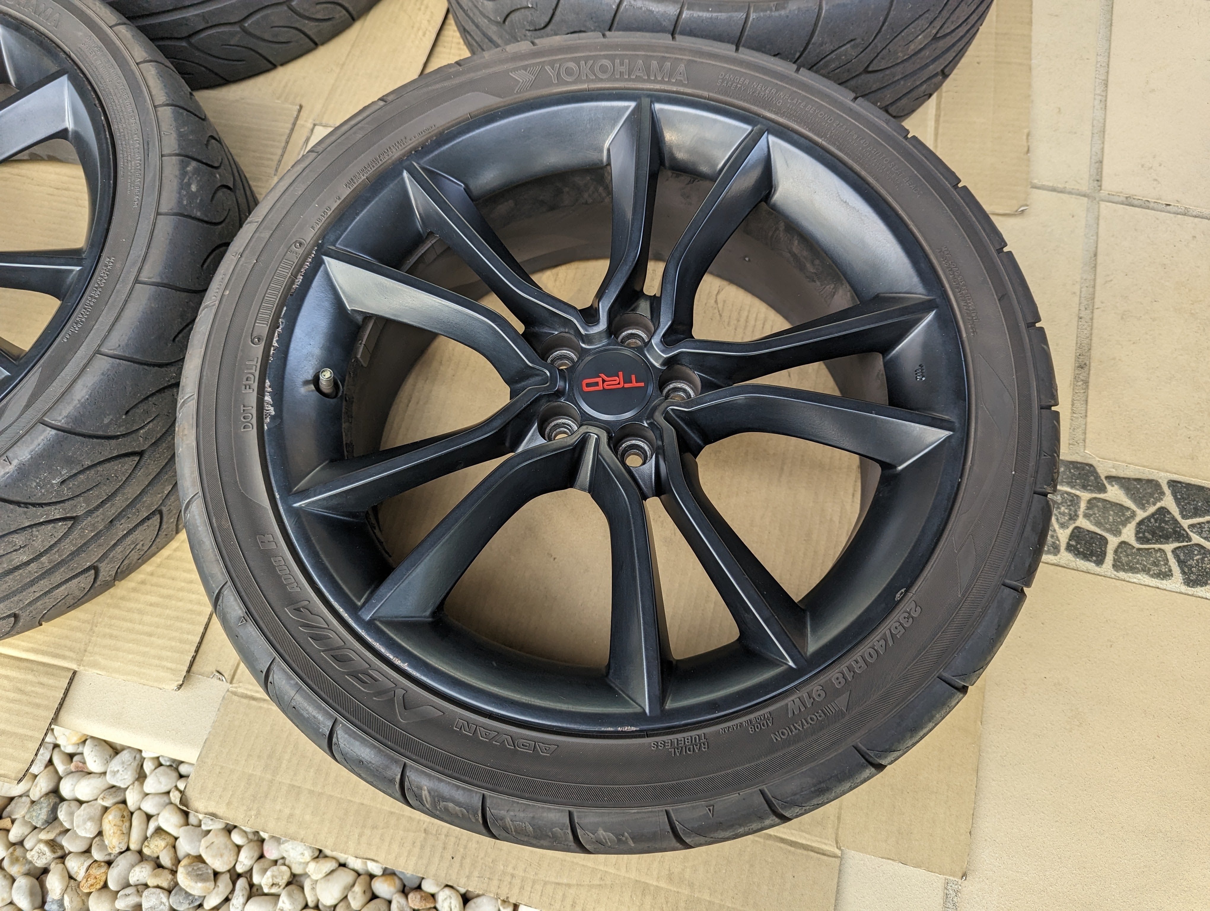 TRD Wheels with Near New Yokohama AD08R and Genuine TRD Center Caps