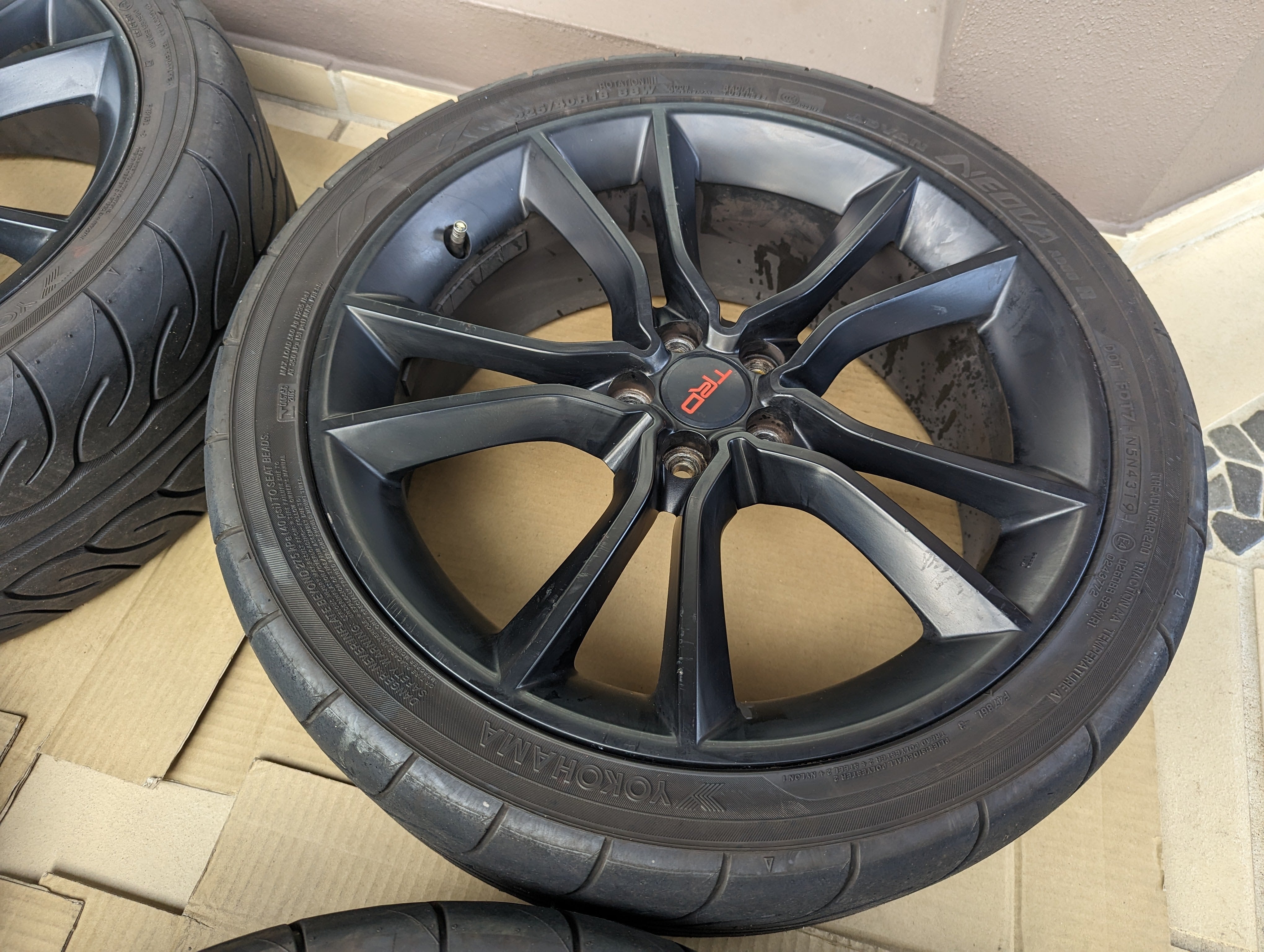 TRD Wheels with Near New Yokohama AD08R and Genuine TRD Center Caps