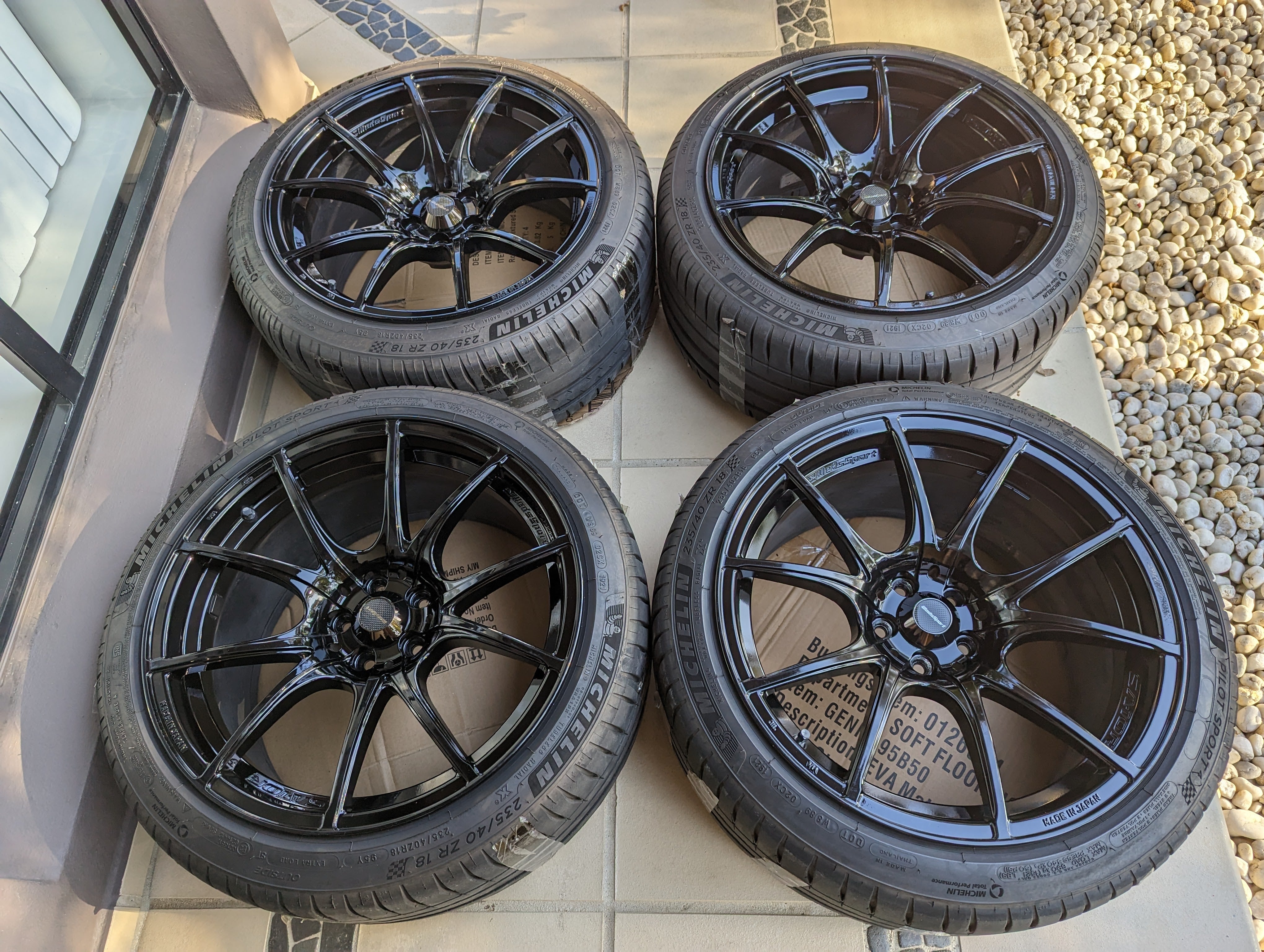 WedsSport SA-IOR (Zebra Black) with Genuine WedsSport Center Caps and Michelin Pilot Sports 4 Tyres