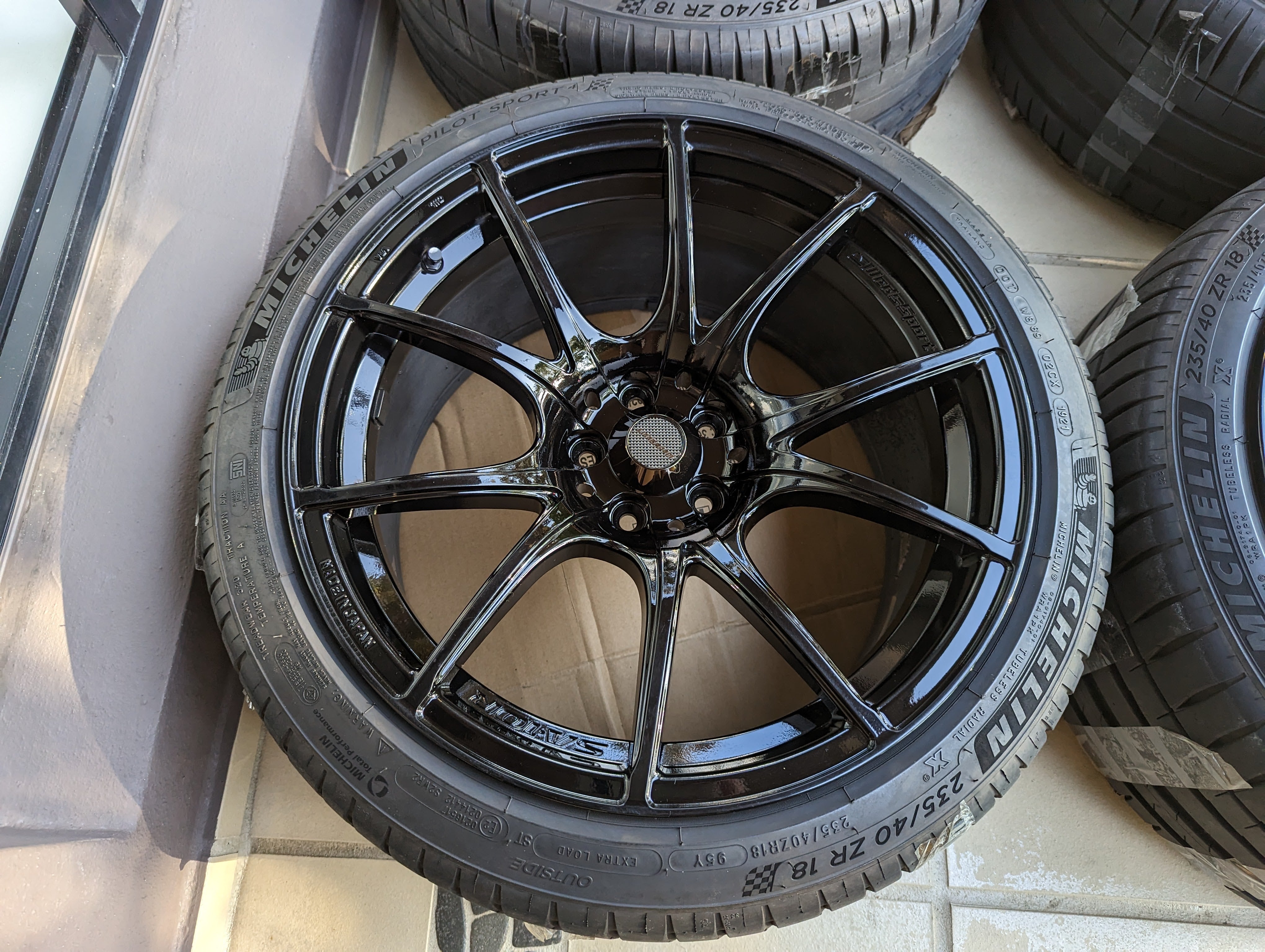 WedsSport SA-IOR (Zebra Black) with Genuine WedsSport Center Caps and Michelin Pilot Sports 4 Tyres