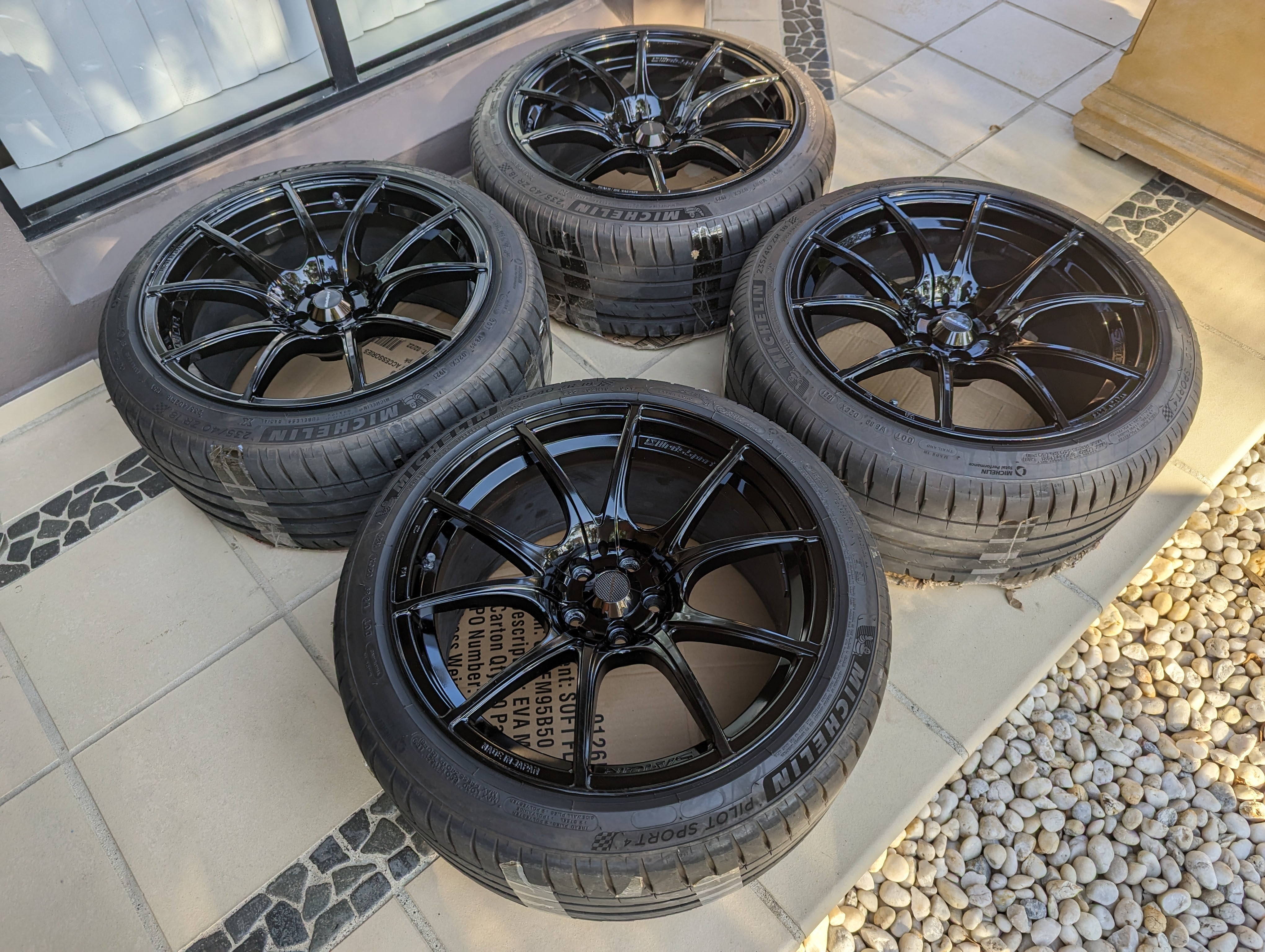 WedsSport SA-IOR (Zebra Black) with Genuine WedsSport Center Caps and Michelin Pilot Sports 4 Tyres