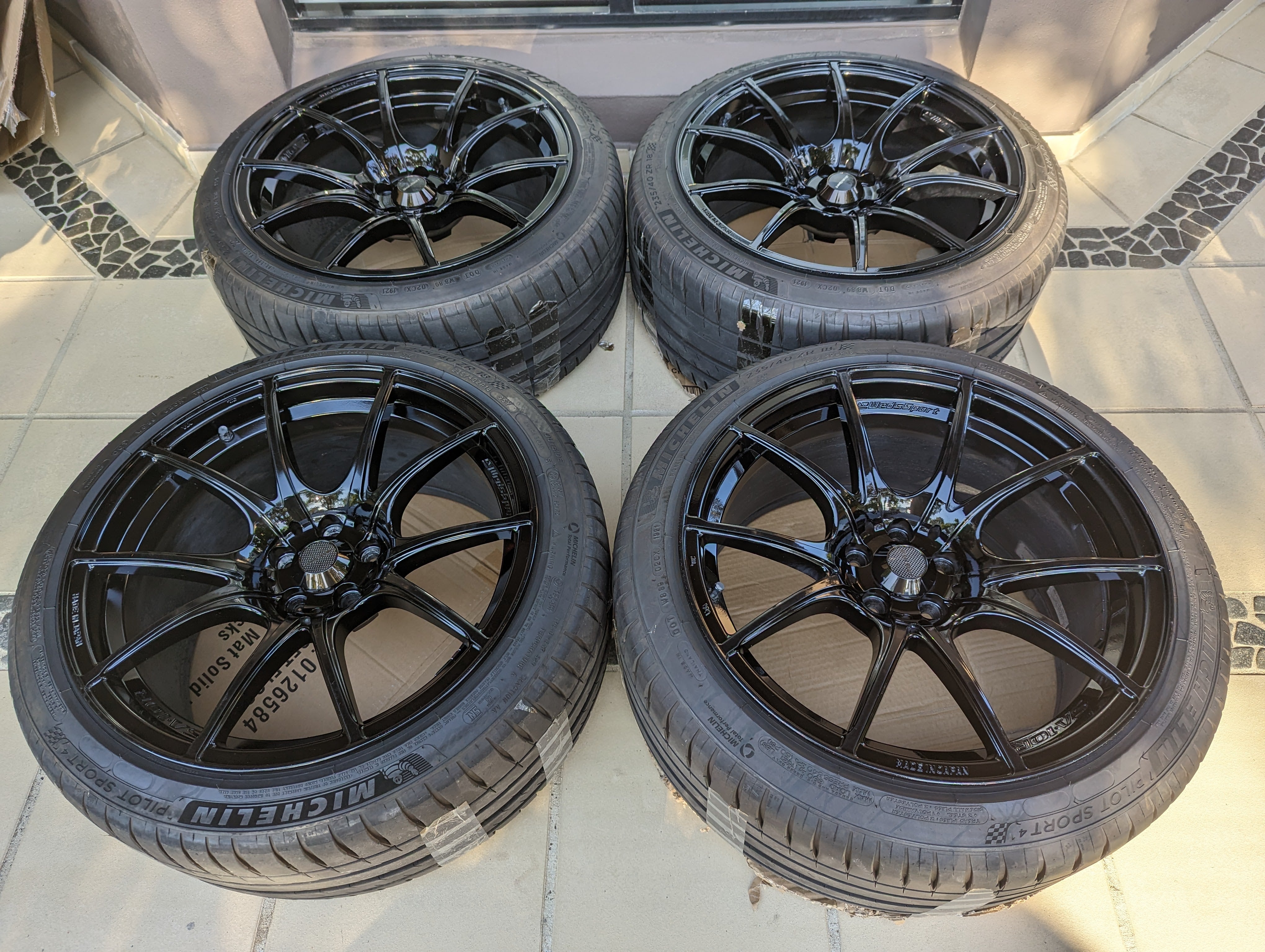 WedsSport SA-IOR (Zebra Black) with Genuine WedsSport Center Caps and Michelin Pilot Sports 4 Tyres