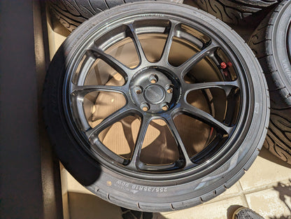 Rays Volk Racing ZE40 (Diamond Dark Gunmetal) with Genuine Rays Center Caps and AD08R Tyres - 5x100 - 18x9.5 +43 (255/35/18)