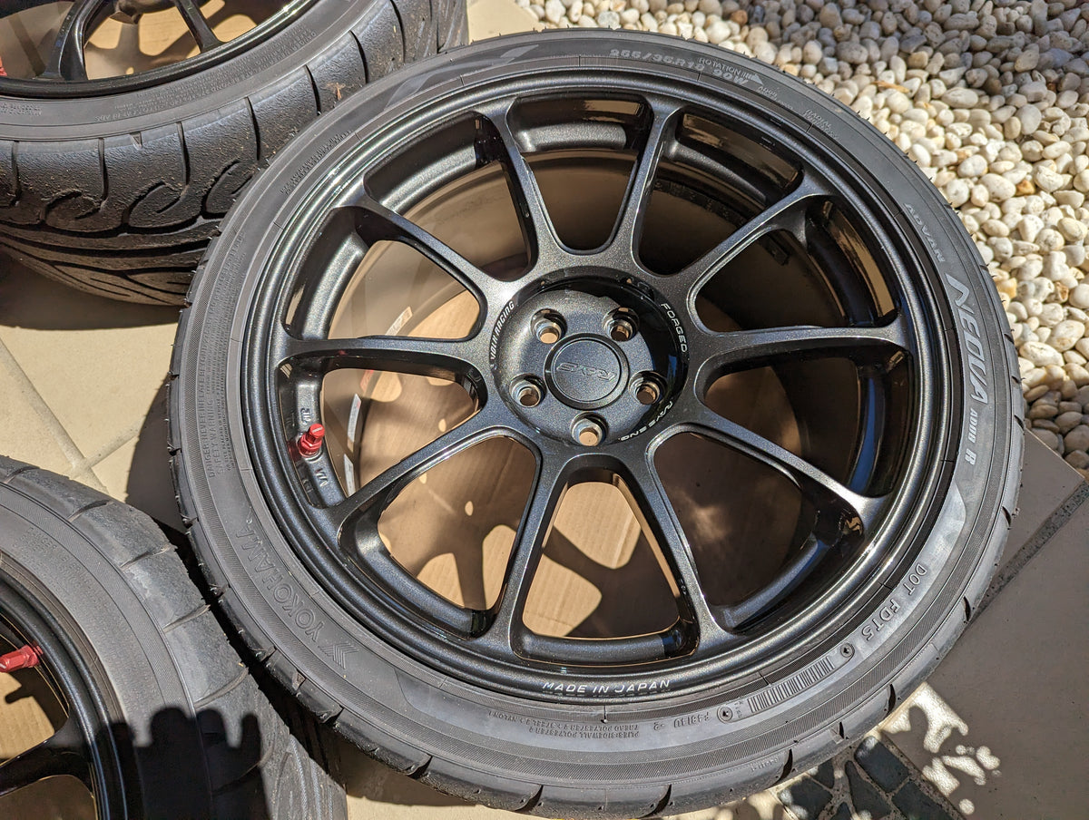 Rays Volk Racing ZE40 (Diamond Dark Gunmetal) with Genuine Rays Center Caps and AD08R Tyres - 5x100 - 18x9.5 +43 (255/35/18)