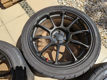 Rays Volk Racing ZE40 (Diamond Dark Gunmetal) with Genuine Rays Center Caps and AD08R Tyres - 5x100 - 18x9.5 +43 (255/35/18)