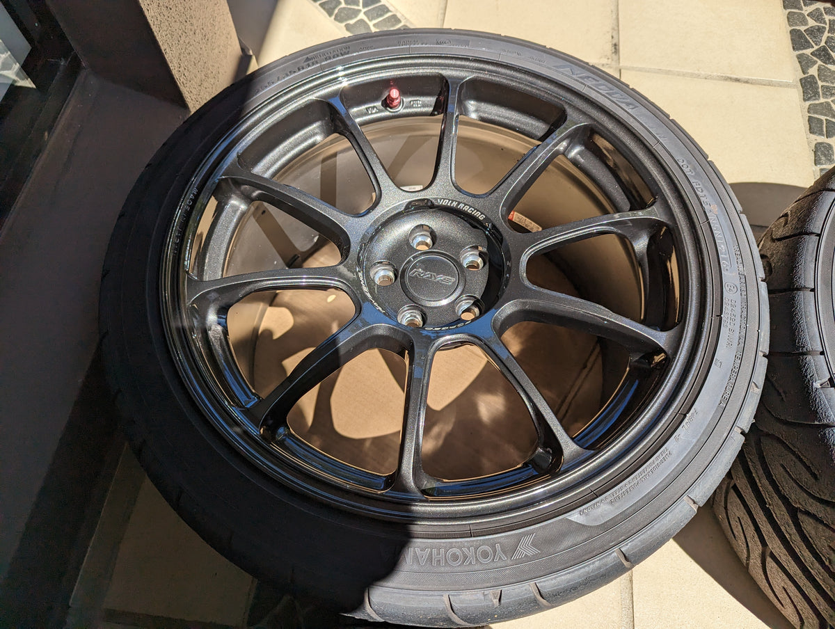 Rays Volk Racing ZE40 (Diamond Dark Gunmetal) with Genuine Rays Center Caps and AD08R Tyres - 5x100 - 18x9.5 +43 (255/35/18)