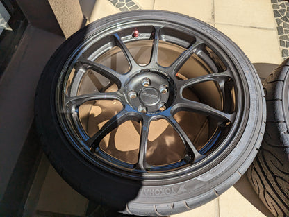 Rays Volk Racing ZE40 (Diamond Dark Gunmetal) with Genuine Rays Center Caps and AD08R Tyres - 5x100 - 18x9.5 +43 (255/35/18)