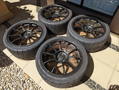 Rays Volk Racing ZE40 (Diamond Dark Gunmetal) with Genuine Rays Center Caps and AD08R Tyres - 5x100 - 18x9.5 +43 (255/35/18)