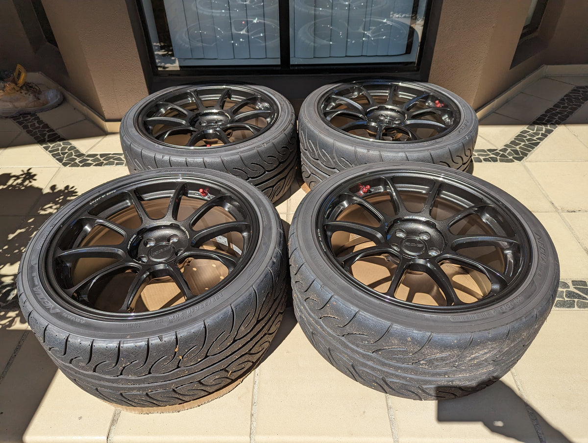 Rays Volk Racing ZE40 (Diamond Dark Gunmetal) with Genuine Rays Center Caps and AD08R Tyres - 5x100 - 18x9.5 +43 (255/35/18)