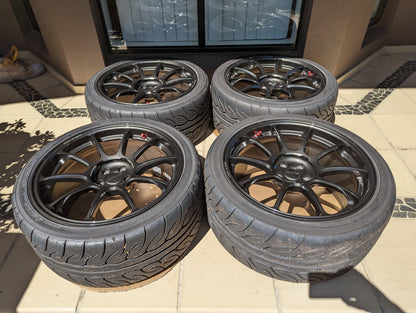 Rays Volk Racing ZE40 (Diamond Dark Gunmetal) with Genuine Rays Center Caps and AD08R Tyres - 5x100 - 18x9.5 +43 (255/35/18)