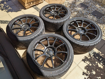 Rays Volk Racing ZE40 (Diamond Dark Gunmetal) with Genuine Rays Center Caps and AD08R Tyres - 5x100 - 18x9.5 +43 (255/35/18)