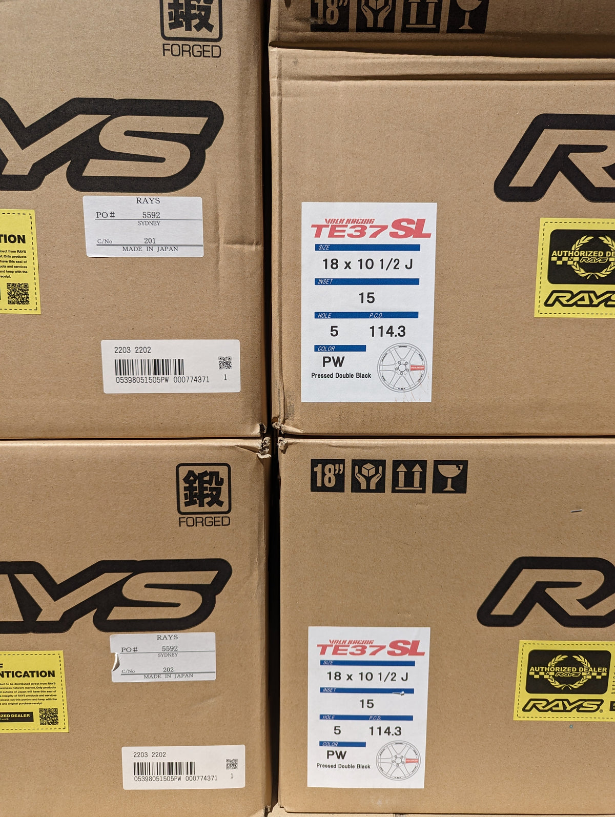 RAYS Volk Racing TE37SL (Double Pressed Black) - 5x114.3 - 18x10.5 +15
