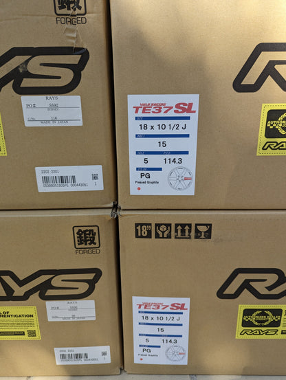 Rays Volk Racing TE37SL Pressed Graphite | 5x114.3 | 18x10.5 +15 | New | Discontinued