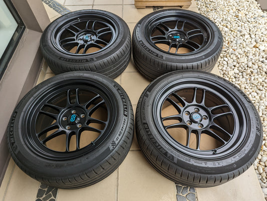 
Enkei RPF1 (Matte Black) with Genuine Enkei Centre Caps and Michelin Pilot Sport 4