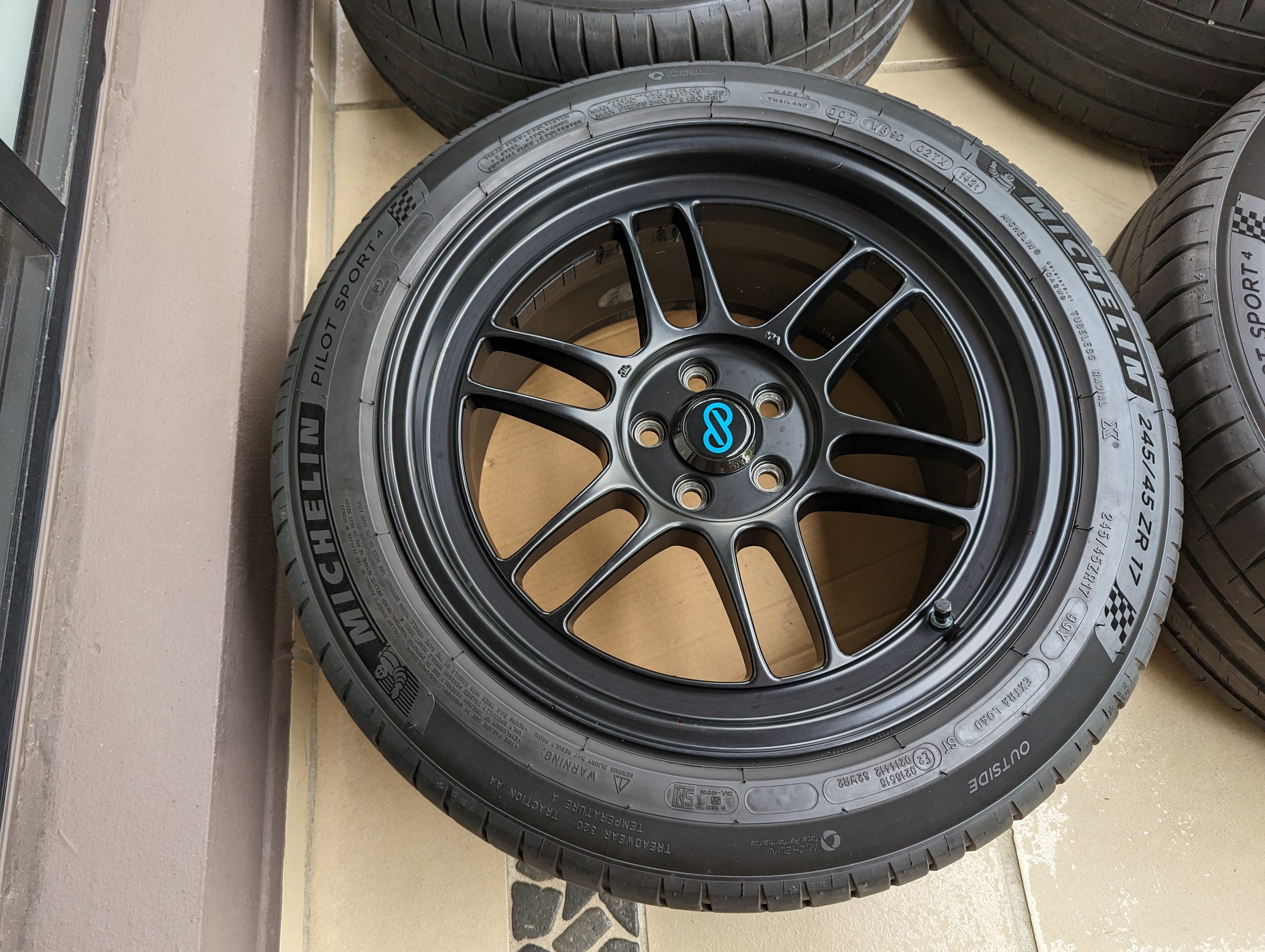 Enkei RPFI (Matte Black) with Genuine Enkei Centre Caps and Michelin Pilot Sport 4