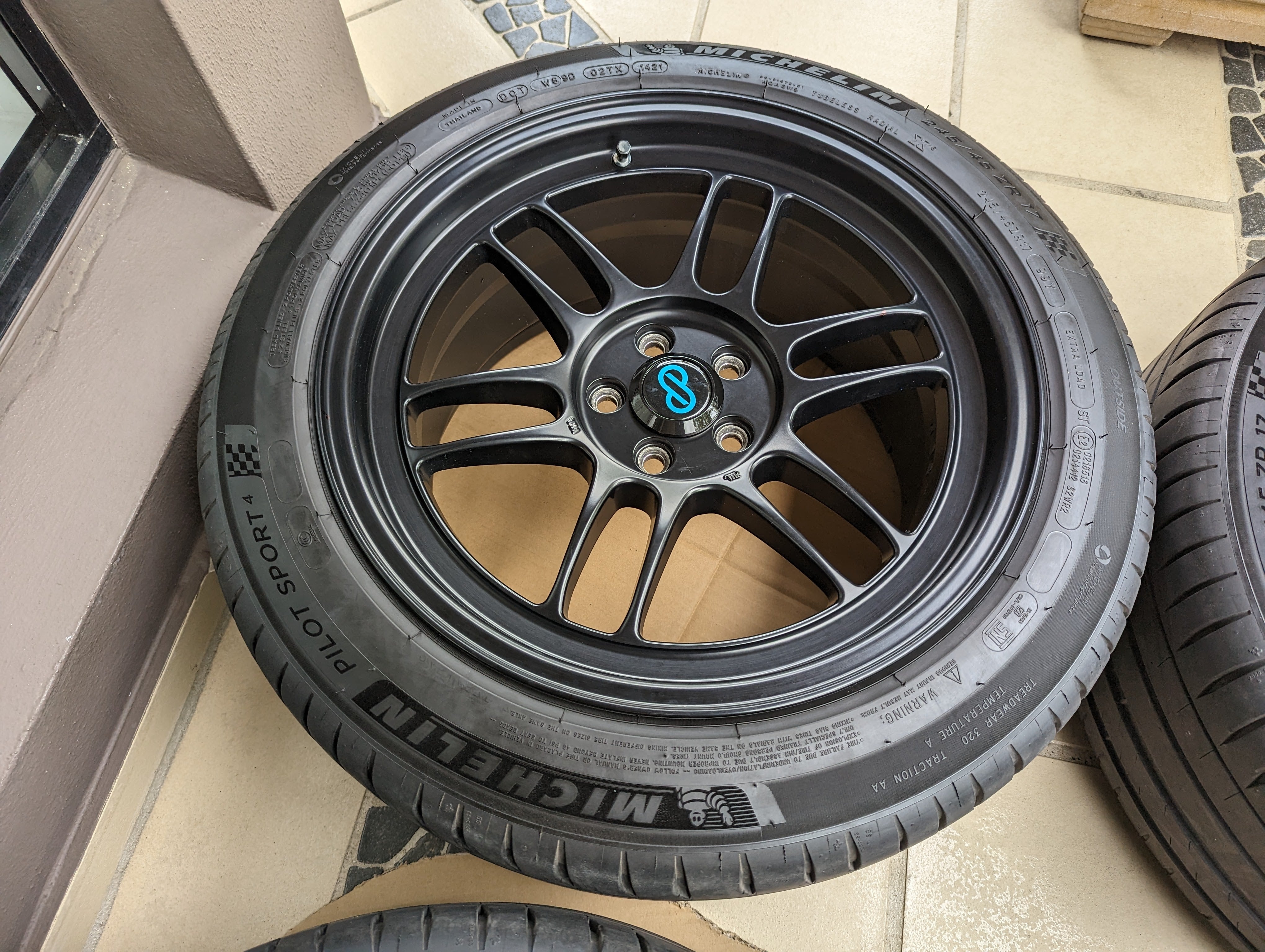 Enkei RPFI (Matte Black) with Genuine Enkei Centre Caps and Michelin Pilot Sport 4