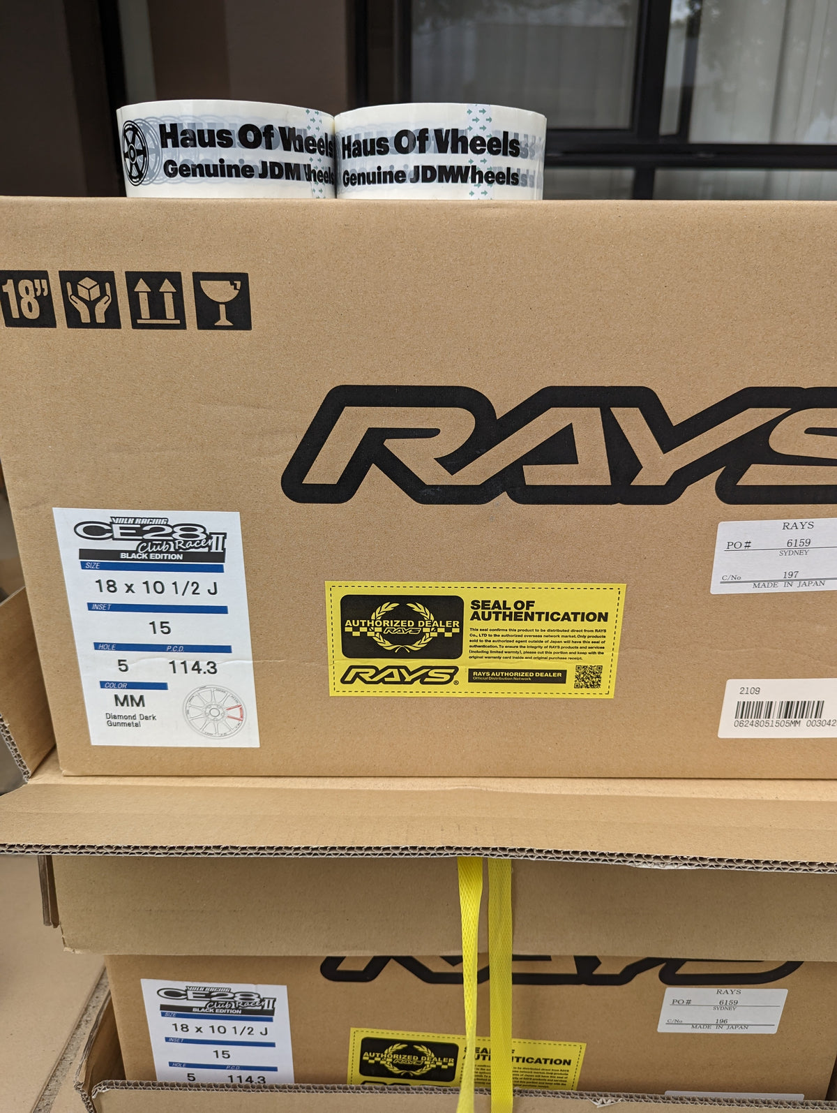 RAYS Volk Racing CE28 Club Racer II Black Edition (Diamond Dark Gunmetal) with Genuine Rays Stickers - 5x114.3 - 18x10.5 +15