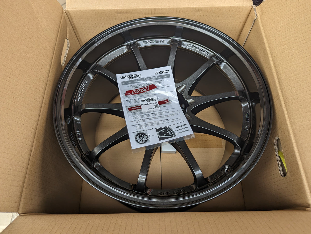 RAYS Volk Racing CE28 Club Racer II Black Edition (Diamond Dark Gunmetal) with Genuine Rays Stickers - 5x114.3 - 18x10.5 +15