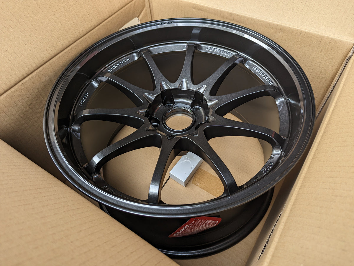 RAYS Volk Racing CE28 Club Racer II Black Edition (Diamond Dark Gunmetal) with Genuine Rays Stickers - 5x114.3 - 18x10.5 +15