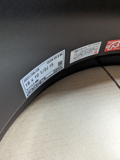 RAYS Volk Racing CE28 Club Racer II Black Edition (Diamond Dark Gunmetal) with Genuine Rays Stickers - 5x114.3 - 18x10.5 +15