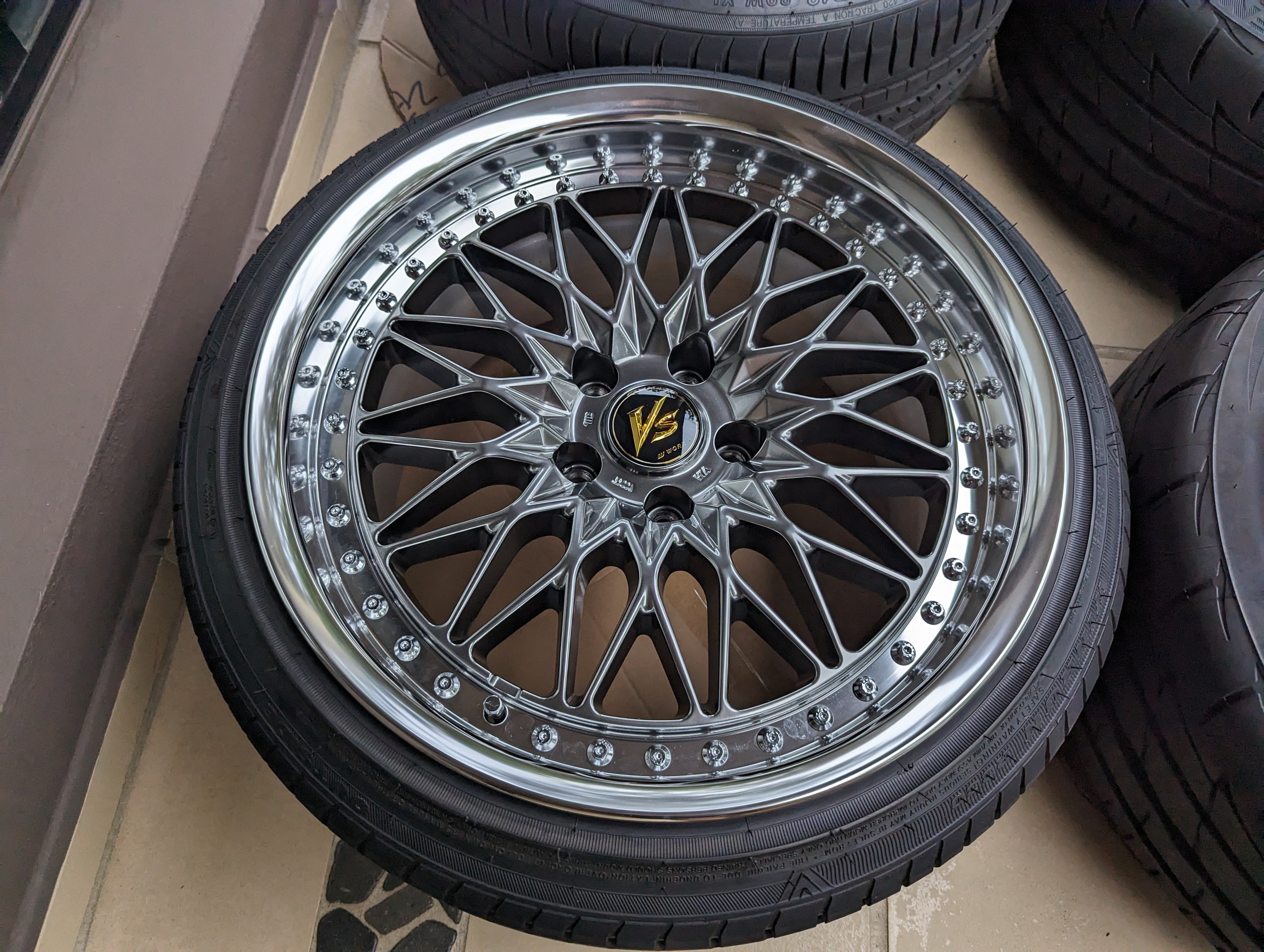 Work Vs Rims Work VS-XV with Genuine Work VS Center Caps and Tyres โ Hausofwheels