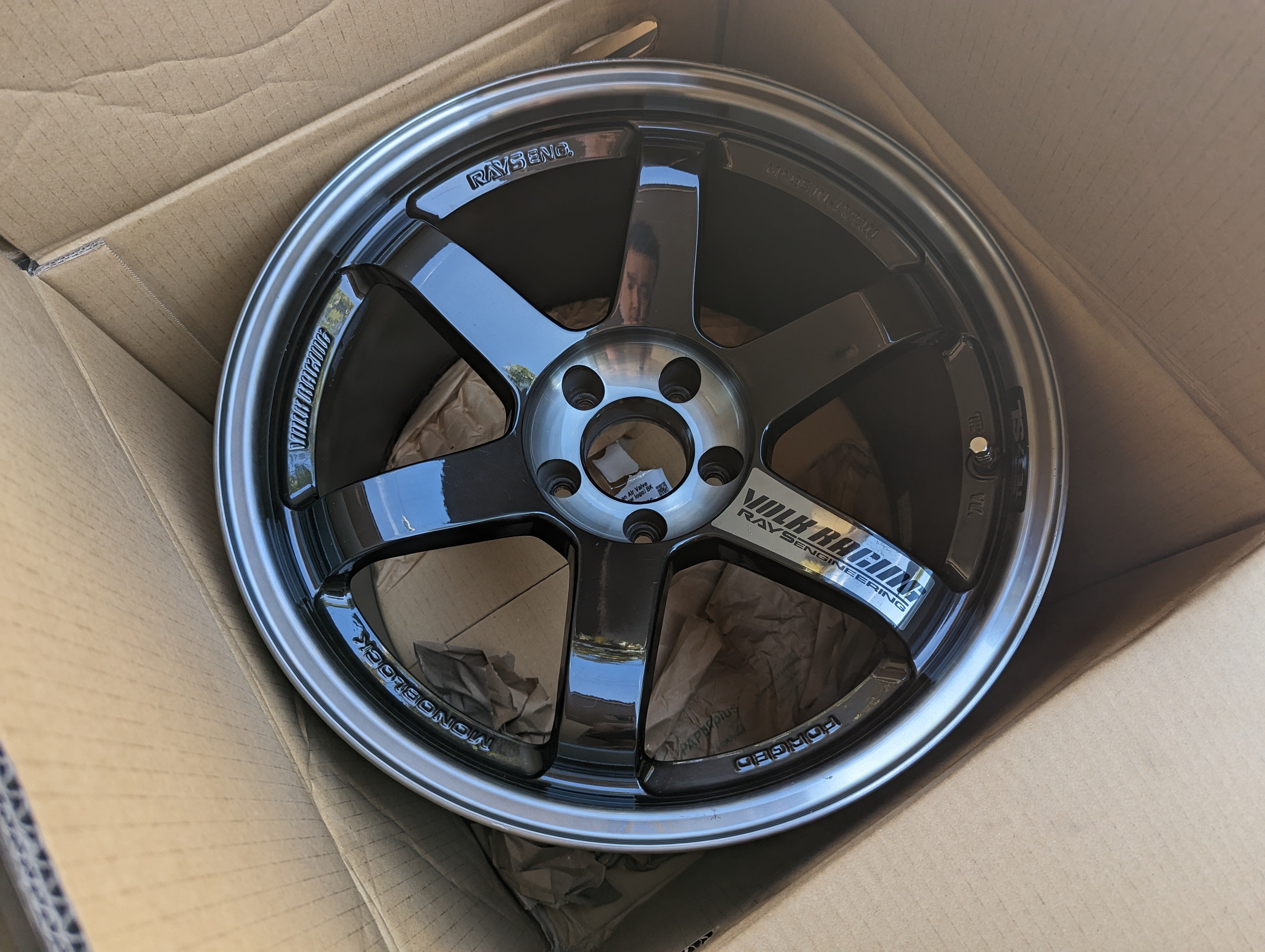 (Double Pressed Black) Rays Engineering Volks Racing TE37SL with Genuine Volk Racing Stickers - 5x114.3 - 18x10.5 +15