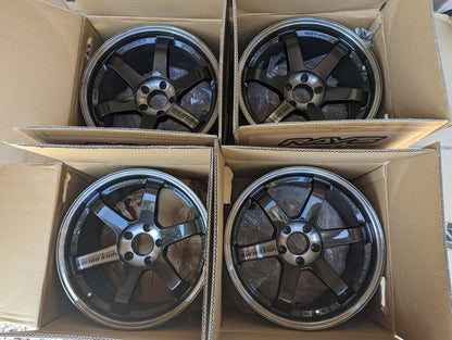 (Double Pressed Black) Rays Engineering Volks Racing TE37SL with Genuine Volk Racing Stickers - 5x114.3 - 18x10.5 +15