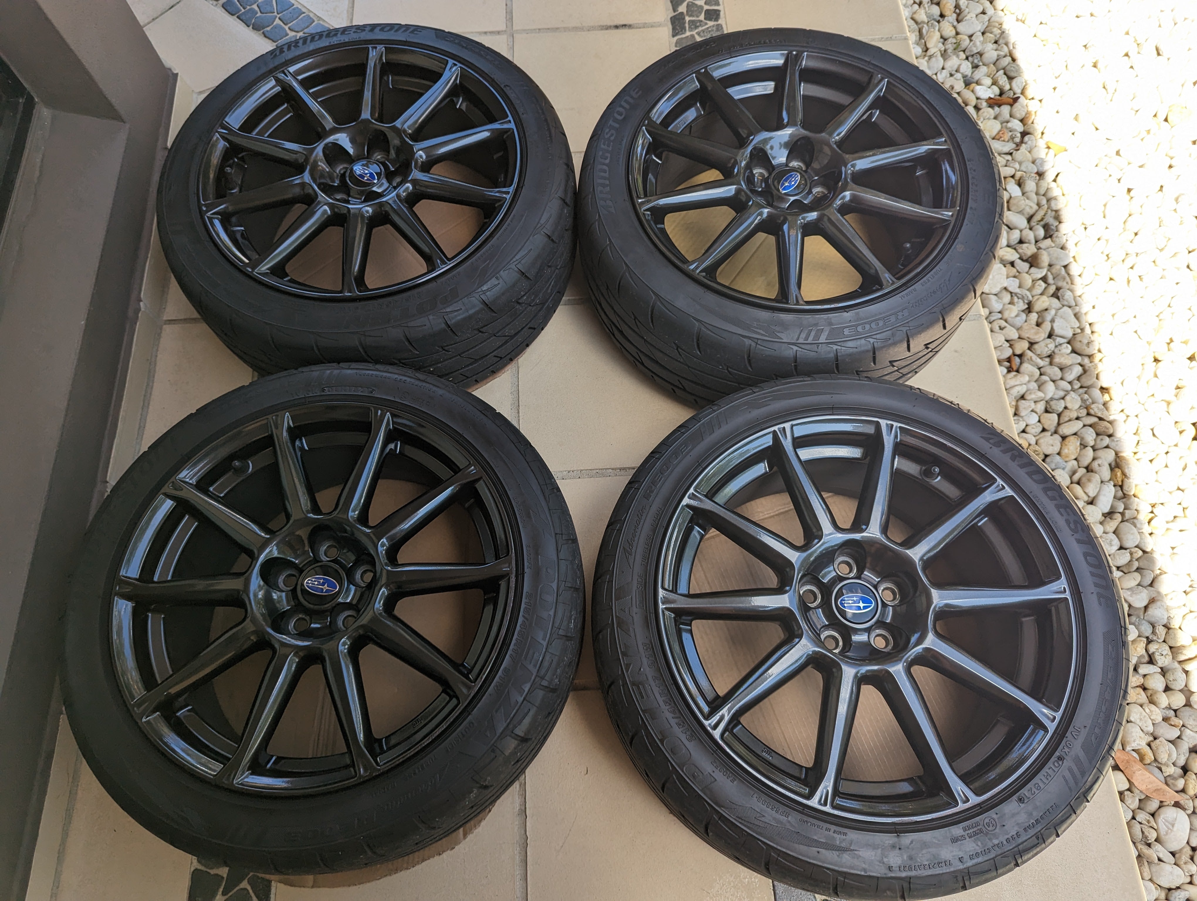 Enkei x Subaru Limited Edition Sports Pack Wheels with Near New Bridgestone RE003 Tyres