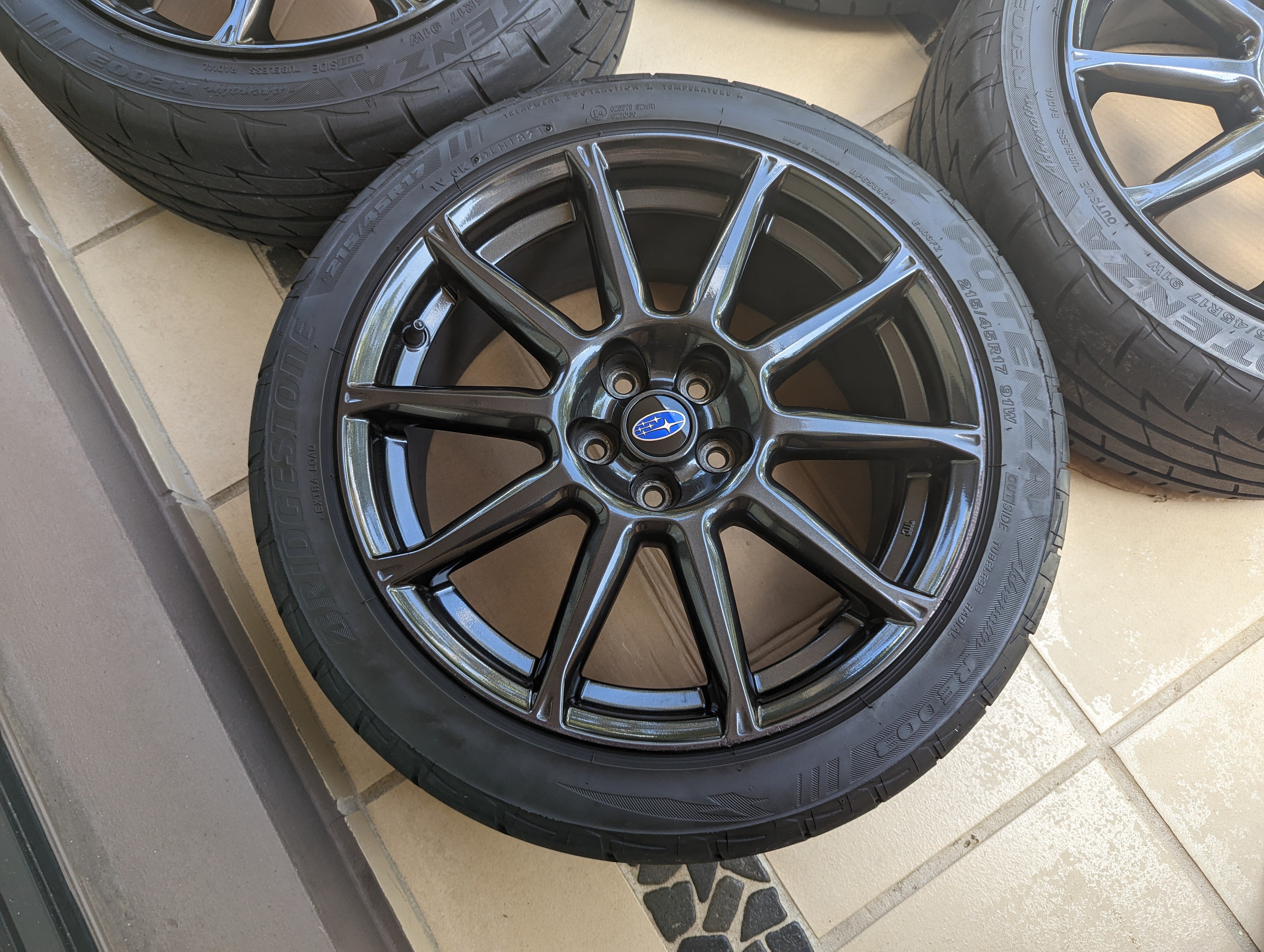 Enkei x Subaru Limited Edition Sports Pack Wheels with Near New Bridgestone RE003 Tyres