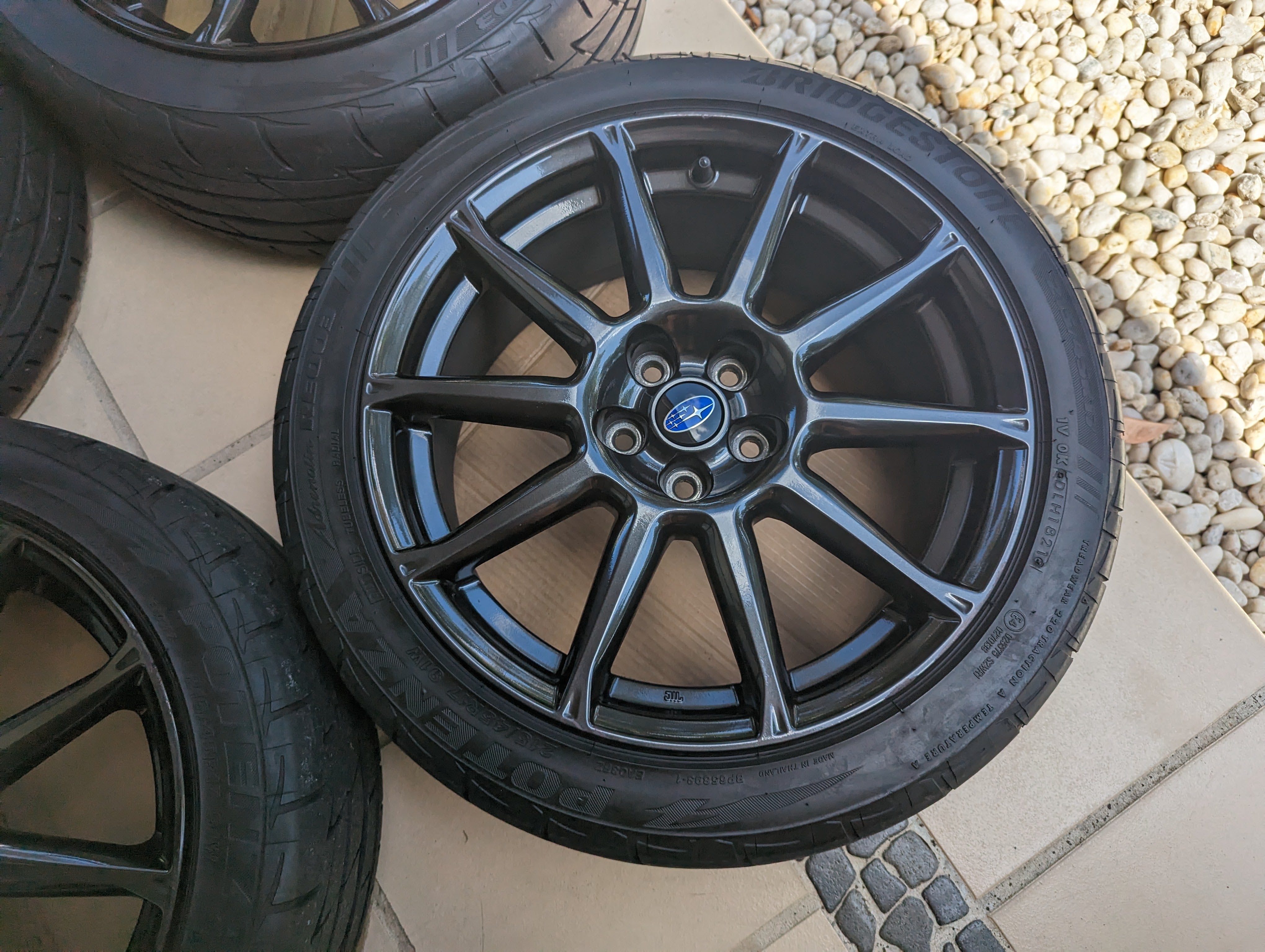 Enkei x Subaru Limited Edition Sports Pack Wheels with Near New Bridgestone RE003 Tyres