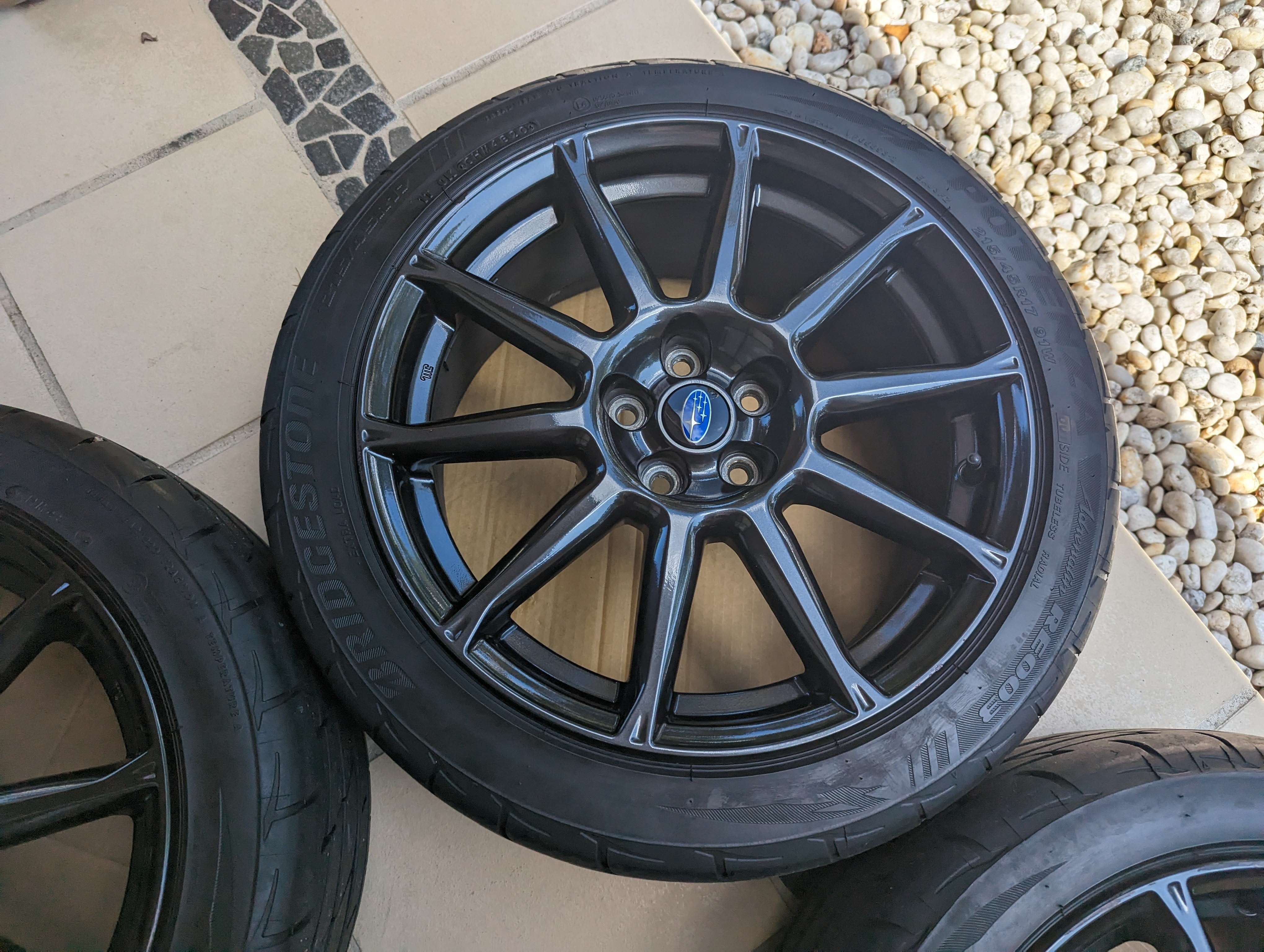 Enkei x Subaru Limited Edition Sports Pack Wheels with Near New Bridgestone RE003 Tyres