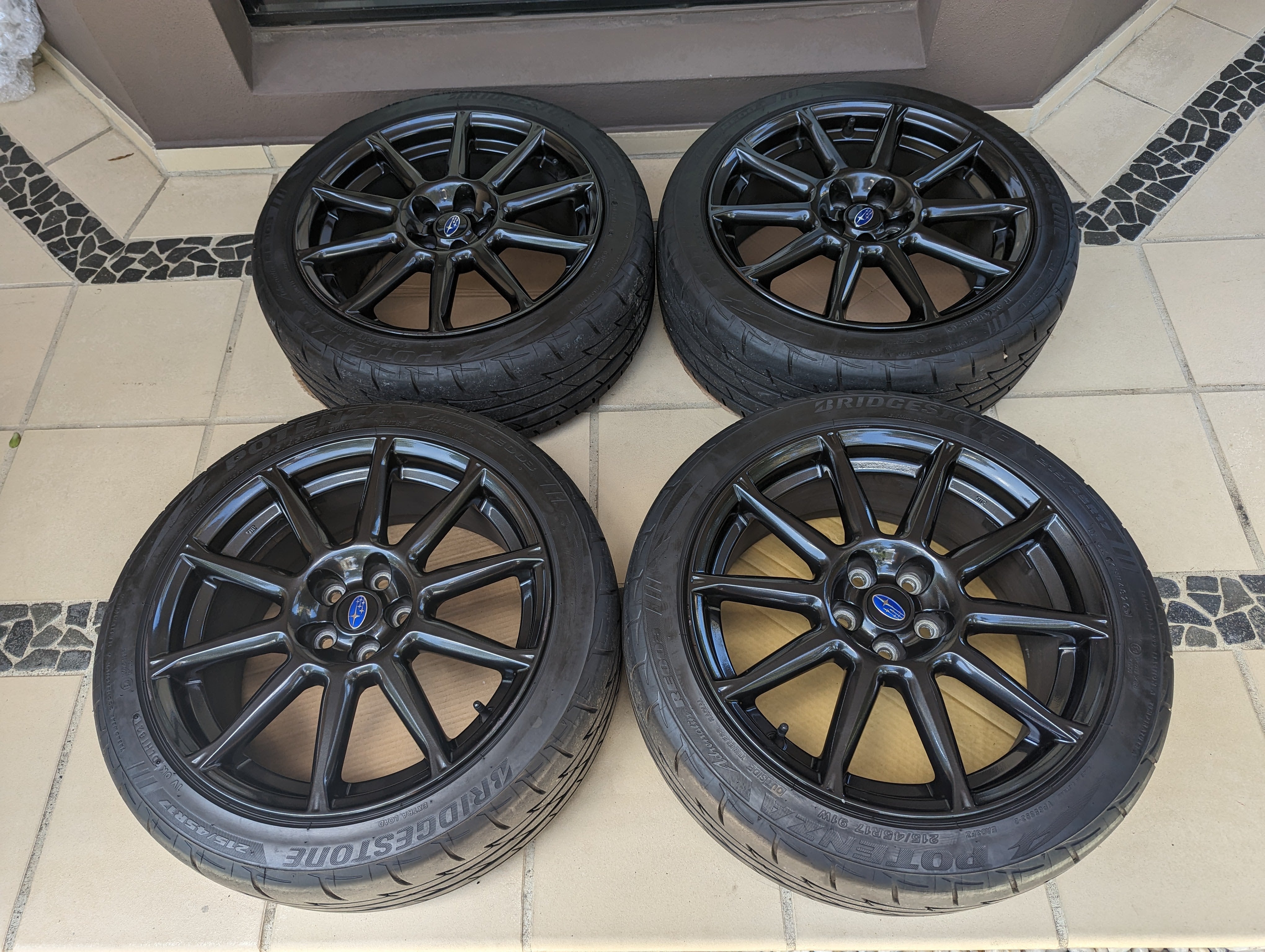 Enkei x Subaru Limited Edition Sports Pack Wheels with Near New Bridgestone RE003 Tyres