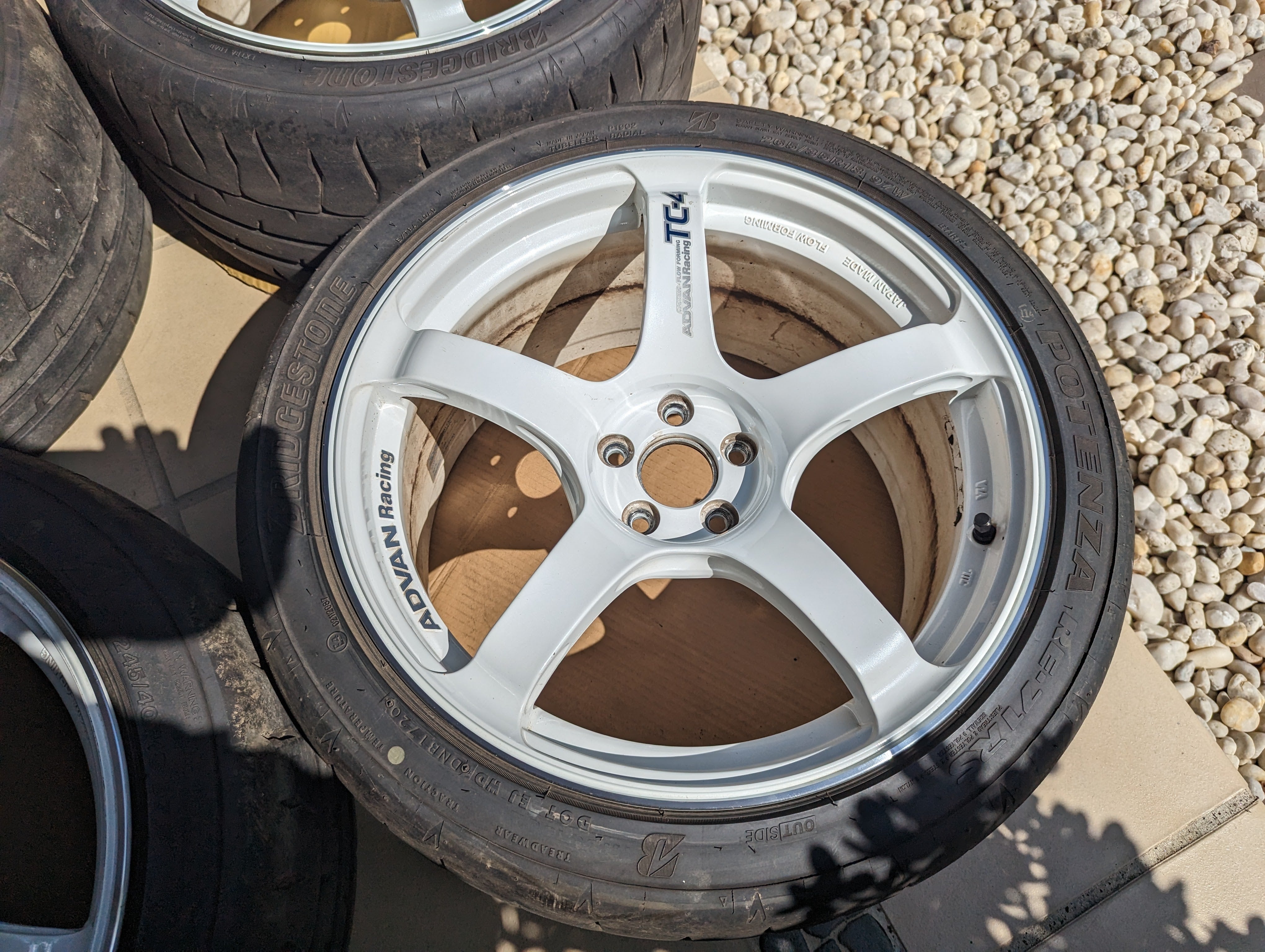 Yokohama Advan Racing TC-4 (Racing White) with Near New Bridgestone RE-71